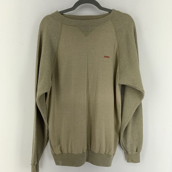 Vintage Russell Athletic Mens Large Waffle Knit Crewneck Pullover Henley 90’s - Picture 1 of 9